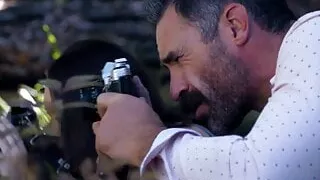 Lovely busty blonde gets jizzed over