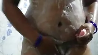 Indian aunty bathing