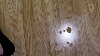 Wanking my hard cock and cuming all over the floor