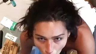Hungry Latina fills her mouth with a big cock