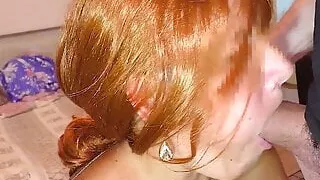 Mom combed her hair and gave a blowjob to her stepson