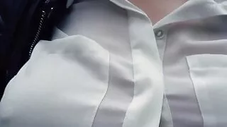 Boobwalk, White Blouse and Leather Jacket