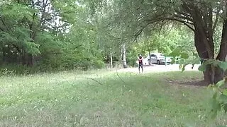 Russian couple fucking outdoors