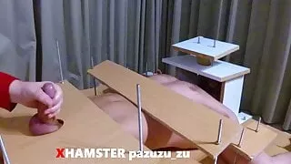 Amateur CFNM Femdom Pinwheel CBT. Handjob and Ruined Orgasm