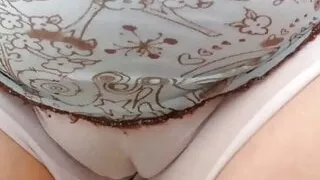 Mature mom in knickers, cameltoe, amateur, close-up