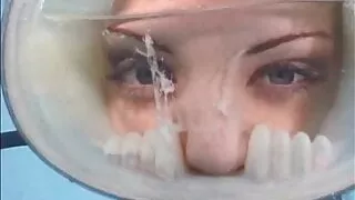 Scuba girl gets cumshot in mask
