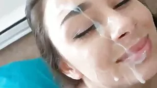 Girlfriend Blows And Takes Facial With Sexy Faces
