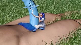 Munchkin Girl with Big Blue Cock