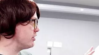 Yorkshire nerd cumming on slut