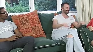 Grandma in interracial threeway gets spitroasted