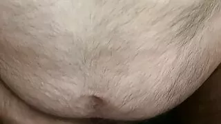 Beating my dick over my hairy pussy