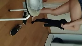 Dressing naked Gf, shows ass, before go to work