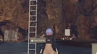 Nier 2B Without Underwear & Black Latex Outfit