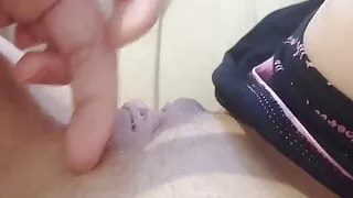 Perfect very Wet Pussy Quick Masturbation Wearing Cute Panties