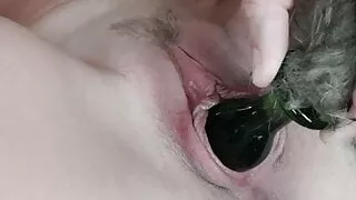 Julie's huge plug in pussy