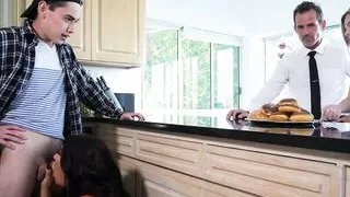 Creampie loving cougar sucks in secret before kinky sex