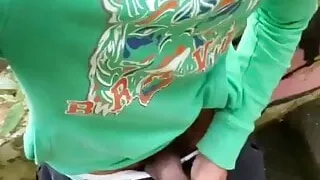 Hairy stepdaddy wakes up to VN jerking off to him