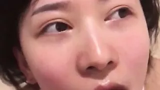 Thick cumshot on Chinese slut