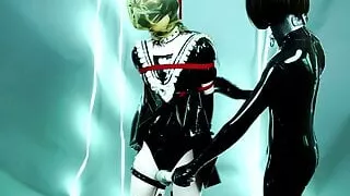 fx-tube com Latex lesbian cute maid bondage play part 2