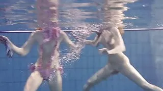 Blonde and brunette Duna and Nastya – underwater cuties
