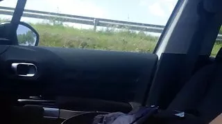 In the car in public