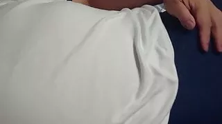 Masturbation wearing a school swimsuit