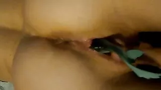 Rubber fish for Jane's hungry pussy