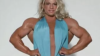 Big Blond in a Blue Dress