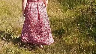 Cum loving wife sucks cock outdoors