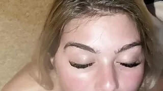 Amateur blowjob, cum in mouth