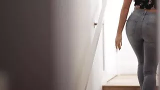 Brown lesbian honey masturbating and fingering babe