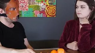 Fetish babe chatting behind the scenes