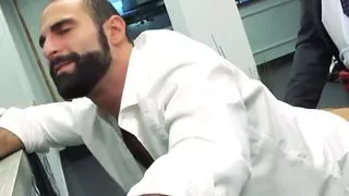 MENATPLAY Blond Hunk Matthew Anders Ass Fucks Bearded Waiter