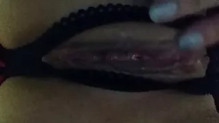 my russian girlfriend  rubbing her pussy in crotchless panties