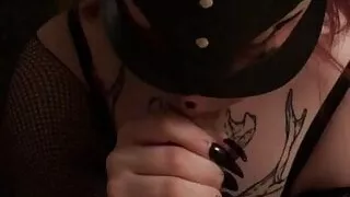 Gothic slut sucking