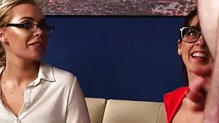 Classy clothed cfnm babes in glasses