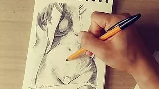 Beautiful female body drawing