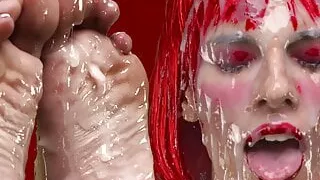 Real Life Hentai - Hot Redhead w Fuck Machine and Bukkake