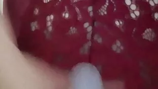 Playing with my ladycock in sexy lingerie