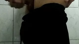 Hard cock in sweatpants getting naked showing off hairy body