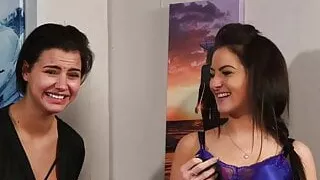 Lingerie clad dominatrices watch creep jerk