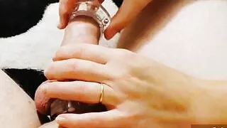 Chastity handjob