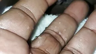 Gray haired black granny squirting