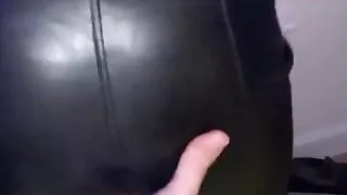 Hubby can't keep his hands off my leather trousers!