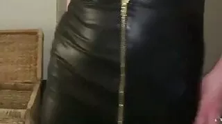 Small tits arse amateur English Milf tight leather dress