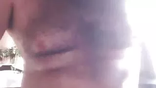 Hairy chubby boy cums on videochat