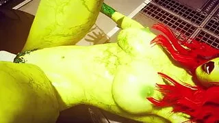 Poison Ivy takes Batman's big dick in hot action