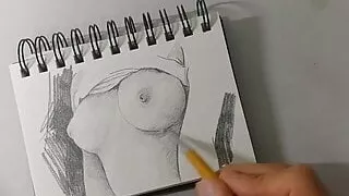 Abella Danger's Boobs Drawing Nude Art