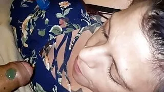 Put Liquid candy on Bbc then Slurped it off until Throatpie