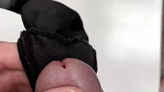 Cum in wifes black thong